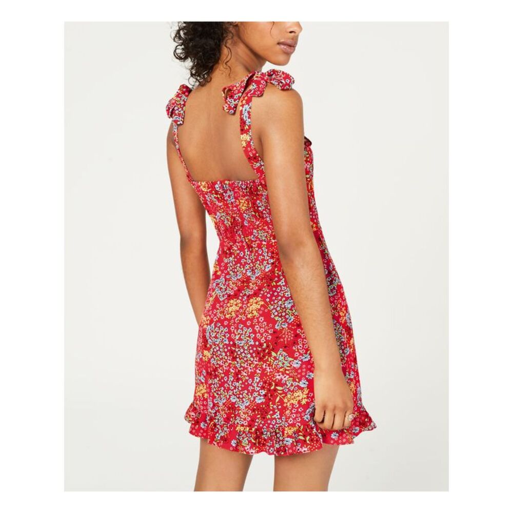 B DARLIN Womens Ruffled Mini Dress Sleeveless V Neck - Picture 2 of 4
